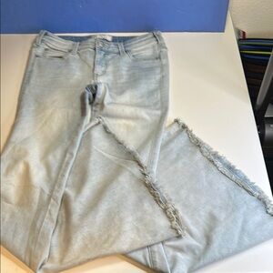 FREE PEOPLE BELLBOTTOM FLAIR LIGHT BLUE STRETCHY DENIM JEANS SZ 27
